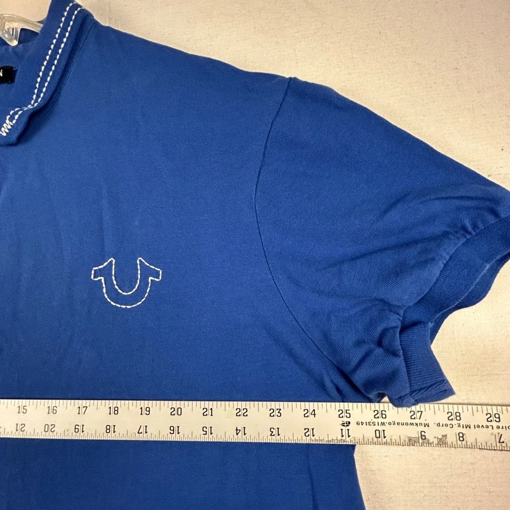 True Religion Mens Royal Blue Contrast Stitch Horseshoe Polo Shirt 3XL